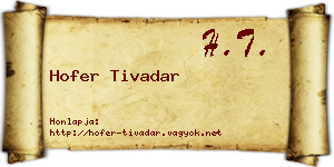 Hofer Tivadar névjegykártya
